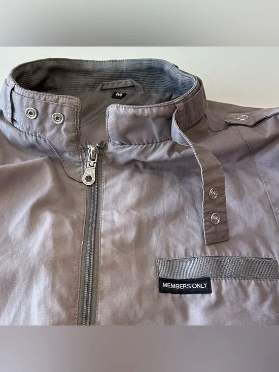 Members Only Gray Zip-Front Racer Jacket - Picture 2 of 8